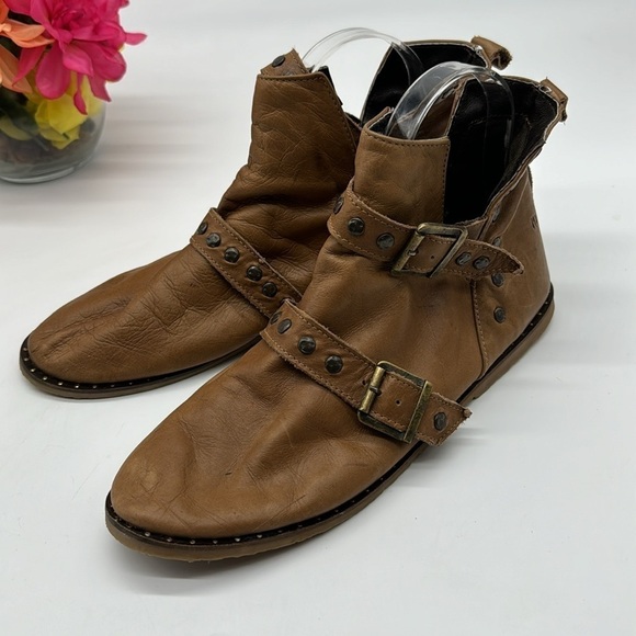 Musse & Cloud Anthropologie Brown Leather Ankle Boots Size 9 MCA6016 - Picture 1 of 8